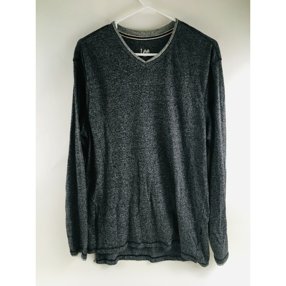 Lee Sweatshirt Men's Size Large Gray Long Sleeve V-Neck Pullover